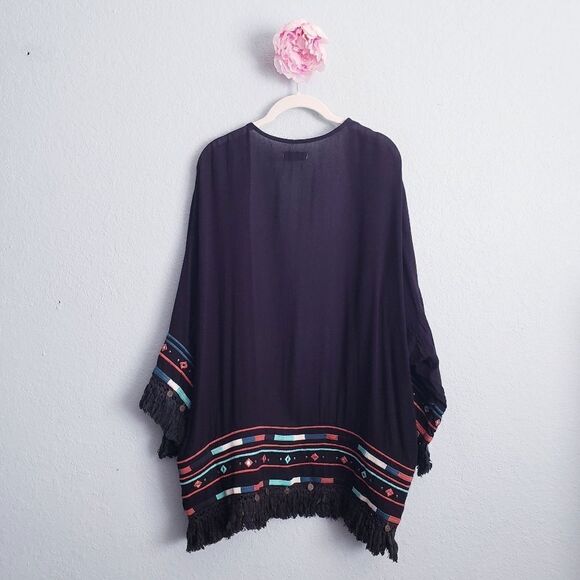 Pull & Bear Black Boho Embroidered Fringe Cardigan - Picture 6 of 6